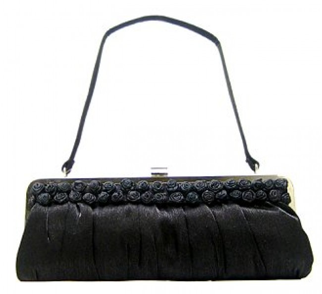 Evening Bag - Rosettes Accent Metal Frame &ndash; BG-77949BK